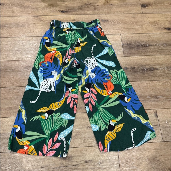 Christian Siriano Multicolor Jungle Print Linen Wide Leg Pants - Picture 2 of 3